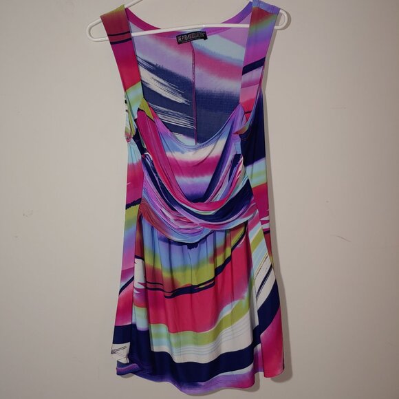 The Pyramid Collection Fantazia Multi Colors Sleeveless Mini Dress Size L Red - Picture 1 of 5